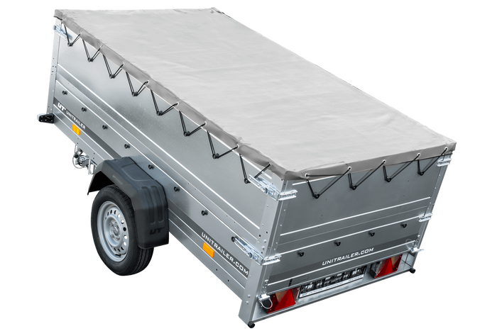 Jednonápravový přívěs 230x125 UNITRAILER GARDEN 230 KIPP s bočnicemi BIS, rámem H-0 a šedým krytem