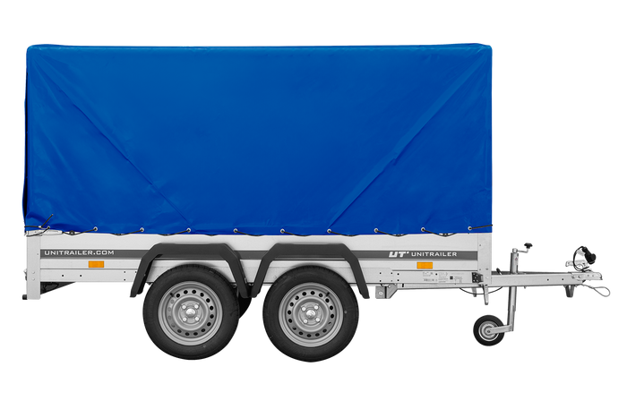 Dvounápravový přívěs 264x125 UNITRAILER GARDEN 264/2 KIPP s rámem H-1100 a modrou plachtou