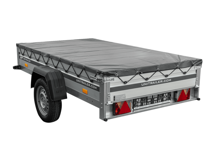 Jednonápravový přívěs s hliníkovými bočnicemi 230x125 Unitrailer Garden 230 KIPP ALU s rámem H-0 a šedým krytem