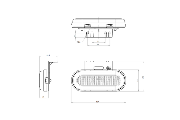 WAŚ W198 1399 LED obrysová svítilna univerzální s držákem