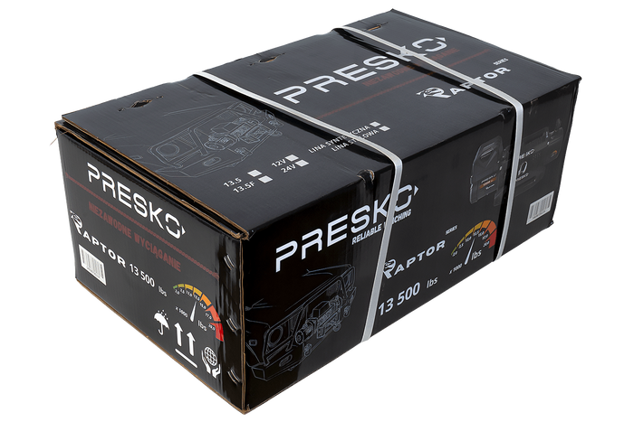 Elektrický naviják pro přívěs PRESKO RAPTOR 13.5FS 12V 6130kg s lanem 24m