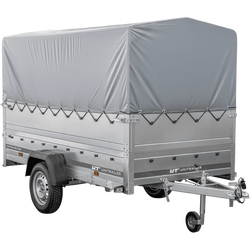 Lehký přívěs na pružinách 264x125 UNITRAILER GARDEN 264/R KIPP s bočnicemi BIS, rámem H-800 a šedým krytem