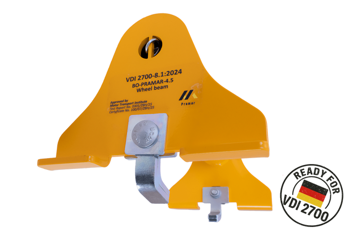 Univerzální klín pod kola PRAMAR Radstopper VDI 2700 žlutý pro odtahovku
