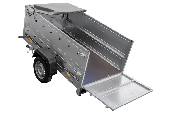 Přívěs za auto 200x106 UNITRAILER GARDEN 200 KIPP s bočnicemi BIS a šedou plachtou