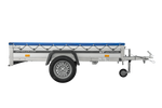 Jednonápravový přívěs s hliníkovými bočnicemi 230x125 Unitrailer Garden 230 KIPP ALU s rámem H-0 a modrým krytem