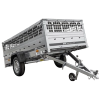 Jednonápravový přívěs na pružinách 264x125 UNITRAILER GARDEN 264/R KIPP s pletivovými bočnicemi, rámem H-0 a šedou plachtou