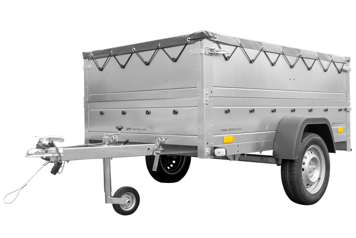 Lehký přívěs 200x125 UNITRAILER GARDEN 201 KIPP s bočnicemi BIS a šedou plachtou