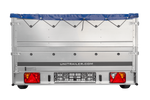 Přívěs za auto na pružinách 264x150 UNITRAILER GARDEN 265/R KIPP s bočnicemi BIS, rámem H-0 a modrým krytem