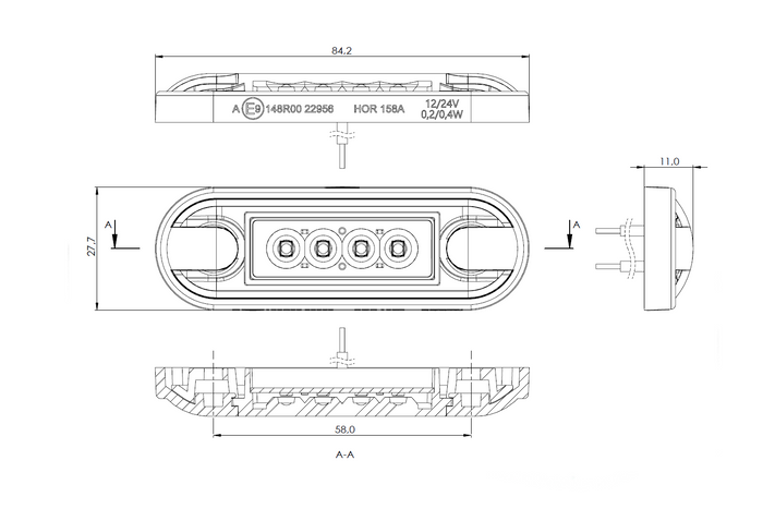 HORPOL LD 3210 LED tenká univerzální bílá obrysová svítilna