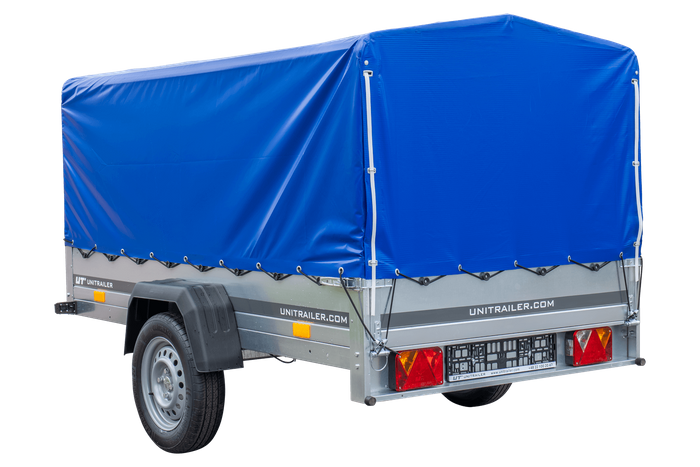 Jednonápravový přívěs 230x125 UNITRAILER GARDEN 230 FD s rámem H-800 a modrým krytem