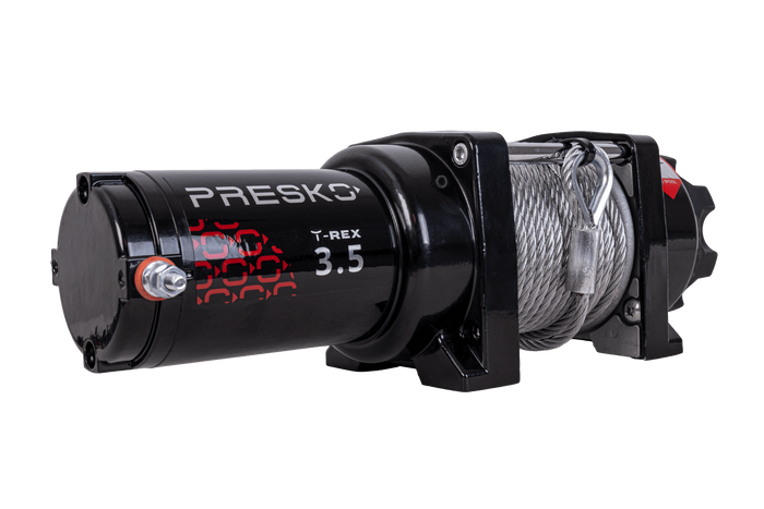 Elektrický naviják pro přívěs PRESKO T-REX 3.5 12V 1590kg s 12m ocelovým lanem