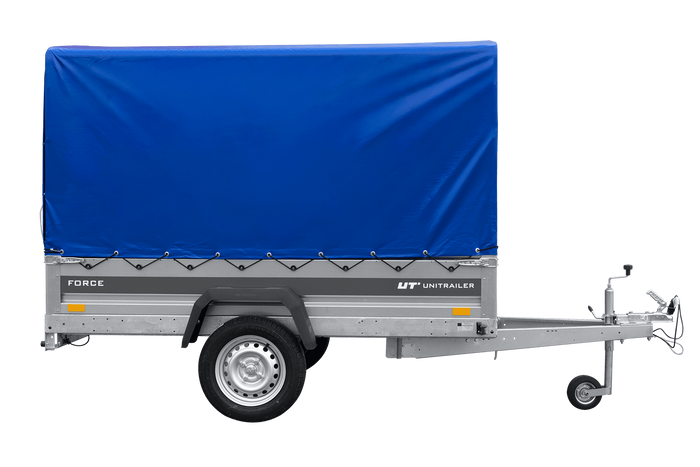 Lehký přívěs 230x125 UNITRAILER FORCE 230 KIPP s rámem H-1100 a modrým krytem