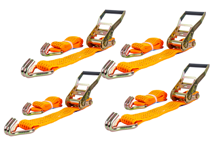 Sada čtyř oranžových přepravních pásů UNITRAILER 2m/50mm/5t s napínákem