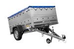 Lehký přívěs na pružinách 200x125 UNITRAILER GARDEN 201/R KIPP s bočnicemi BIS, rámem H-0 a modrou plachtou