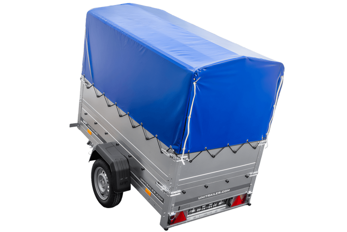 Přívěs za auto 200x106 UNITRAILER GARDEN 200 KIPP s bočnicemi BIS, rámem H-800 a modrým krytem