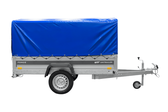 Jednonápravový přívěs 230x125 UNITRAILER FORCE 230 KIPP s rámem H-800 a modrým krytem