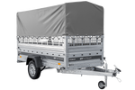 Přívěs za auto na pružinách 264x125 UNITRAILER FORCE 264/R KIPP s pletivovými bočnicemi, rámem H-800 a šedým krytem