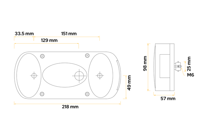 Zadní svítilna ASPÖCK Midipoint II, 4 univerzální funkce
