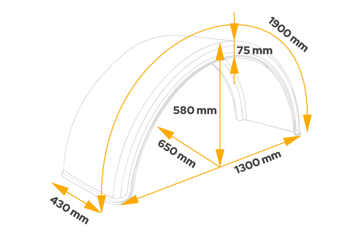 Blatník pro přívěs 19,5-22,5" DOMAR DK1575 podběh kola 1300/430 mm