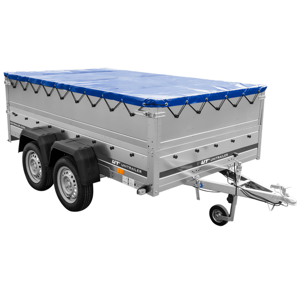 Dvounápravový přívěs 264x150 UNITRAILER GARDEN 265/2 KIPP s bočnicemi BIS, rámem H-0 a modrým krytem