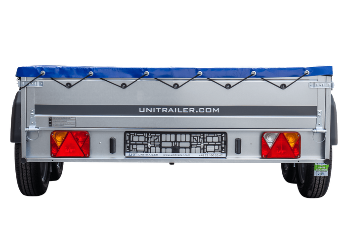 Přívěs pro auto 264x150 UNITRAILER GARDEN 265/2 KIPP s rámem H-0 a modrým krytem