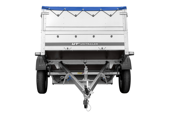 Přívěs za auto 200x125 UNITRAILER GARDEN 201 KIPP s bočnicemi BIS a modrou plachtou