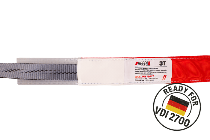 Sada čtyř přepravních pásů pro přívěsy HEFFA CARLINE 130, pásy pro zajištění kol 2,8 m/35 mm/3 t VDI 2700