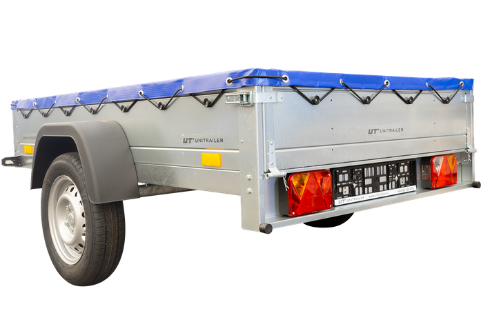 Přívěs za auto 200x125 UNITRAILER GARDEN 201 KIPP s rámem H-0 a modrým krytem