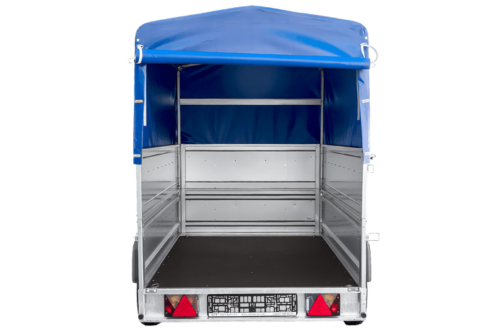 Přívěs za auto 264x125 UNITRAILER FORCE 264 KIPP s bočnicemi BIS, rámem H-800 a modrým krytem