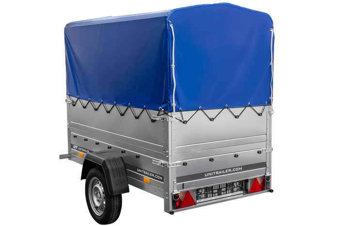 Přívěs Garden Trailer 200 KIPP s BIS bočnicemi, rámem H-800 a modrou plachtou