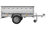 Přívěs za auto s hliníkovými bočnicemi 200x125 Unitrailer Garden 201 KIPP ALU s bočnicemi BIS, rámem H-0 a šedým krytem