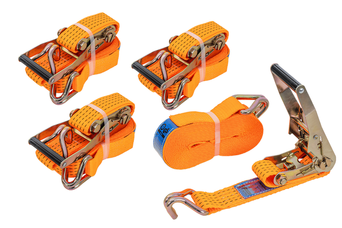 Sada čtyř oranžových přepravních pásů UNITRAILER 8m/50mm/5t s napínákem