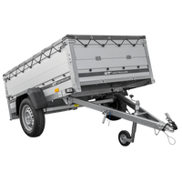Přívěs za auto s hliníkovými bočnicemi 200x125 Unitrailer Garden 201 KIPP ALU s bočnicemi BIS, rámem H-0 a šedým krytem