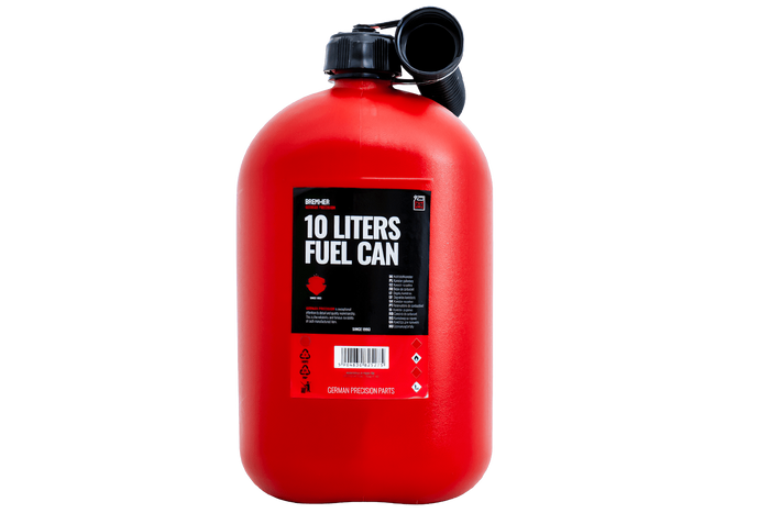 10litrový plastový kanystr HERMON s trychtýřem, červený
