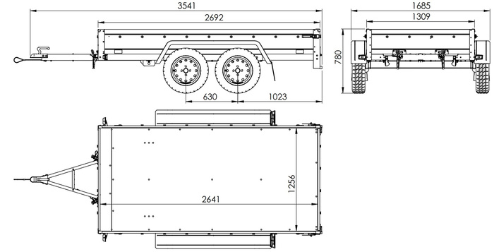 Dvounápravový přívěs 264x125 UNITRAILER GARDEN 264/2 KIPP