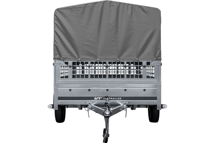 Přívěs za auto 264x150 UNITRAILER GARDEN 265 KIPP se síťovanými bočnicemi, rámem H-800 a šedým potahem