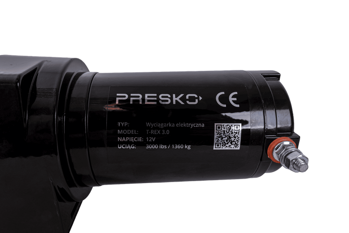 Elektrický naviják na přívěs PRESKO T-REX 3.0 12V 1360kg s 11m ocelovým lanem