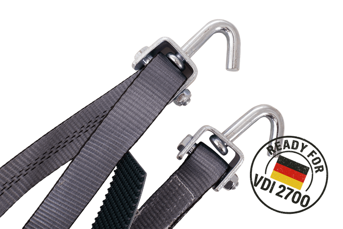 Sada čtyř přepravních pásů pro přívěsy HEFFA CARLINE 130, pásy pro zajištění kol 2,8 m/35 mm/3 t VDI 2700