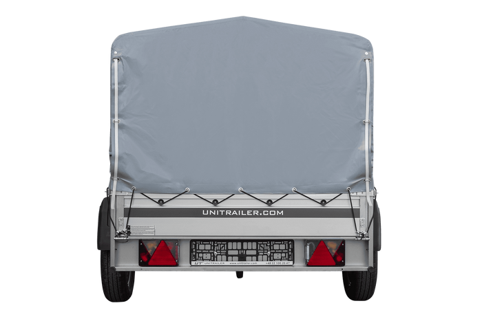 Jednonápravový přívěs s hliníkovými bočnicemi 200x125 Unitrailer Garden 201 KIPP ALU s rámem H-800 a šedým krytem