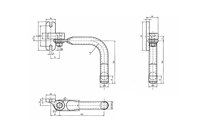 Univerzální držák zrcadlové rameno PLASTEX WLP0028 150x150x18mm