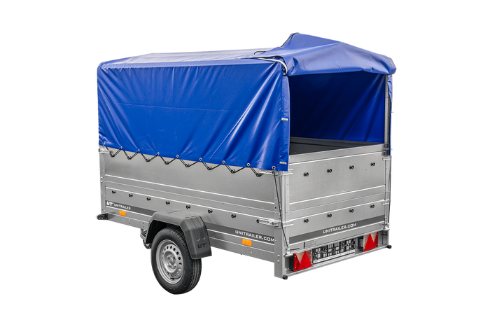 Přívěs za auto 230x125 UNITRAILER GARDEN 230 FD s bočnicemi BIS, rámem H-800 a modrým krytem