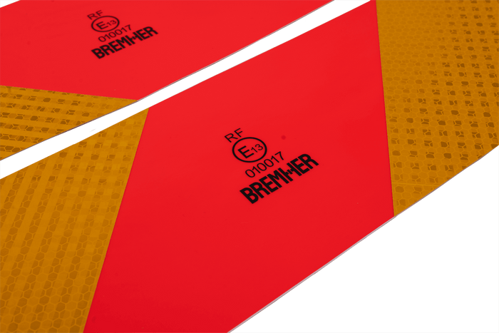 Samolepky, reflexní nálepky, krátké HERMON, označovací tabulky pro těžká vozidla, 565x132mm, levé+pravé