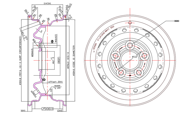 Vyztužené kolo pro přívěs TIRE KENDA 155/70 R12C 104/102N KENDA RIM 4,5Jx12"H2 5x112 ET:20