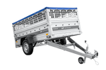 Lehký přívěs na pružinách 230x125 UNITRAILER FORCE 230/R KIPP s pletivovými bočnicemi, rámem H-0 a modrým krytem