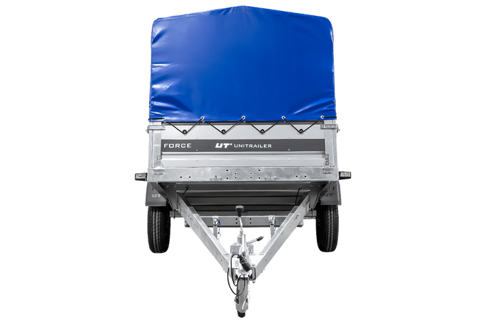 Přívěs pro auto 264x125 UNITRAILER FORCE 264 KIPP s rámem H-800 a modrým krytem