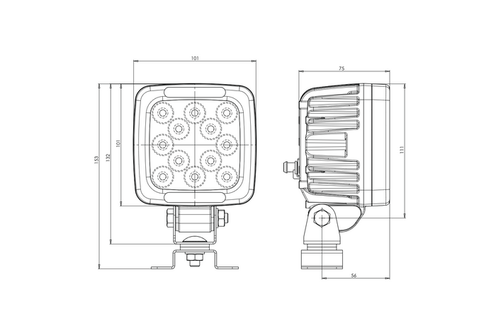 LED pracovní reflektor WAŚ W144/70 1206 12xLED 4000lm