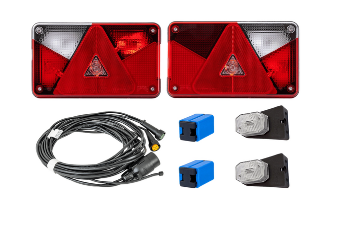 Sada světel: zadní světla ASPÖCK MULTIPOINT V + obrysová světla ASPÖCK FLEXIPOINT I + svazek ASPÖCK 4,5m 7PIN