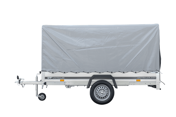 Přívěs pro auto 264x125 UNITRAILER GARDEN 264 KIPP s rámem H-1100 a šedou plachtou