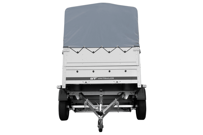 Lehký přívěs na pružinách 200x125 UNITRAILER GARDEN 201/R KIPP s bočnicemi BIS, rámem H-800 a šedým krytem
