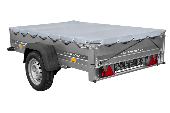 Přívěs za auto na pružinách 200x125 UNITRAILER GARDEN 201/R KIPP s rámem H-0 a šedým krytem
